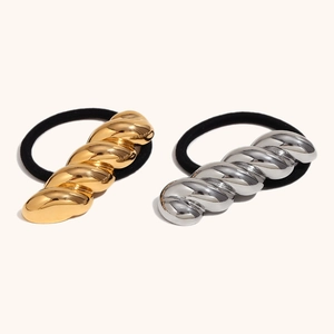 Stainless Steel Twisted Spiral Hair Tie Minimalist Gold Silver Plated High Elastic Hair Band Fashion Hair Accessories For Women