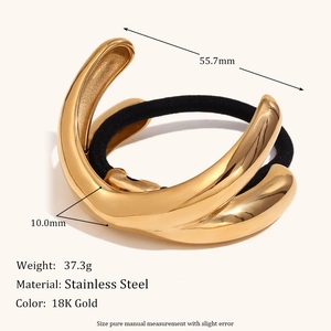 Élastique cheveux en acier inoxydable doré 18 carats avec design de bois de cerf