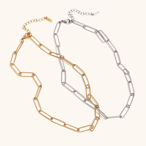 Minimalistische Edelstahl Büroklammer Kette Halskette Für Damen Gold Silber Plattiert Hip Hop Persönlichkeit Geometrische Loop Link Kette