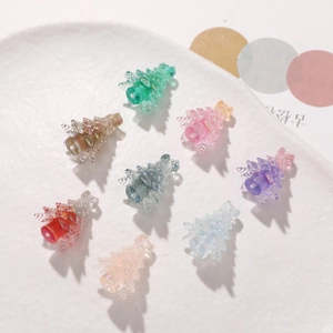 Set of 8 colorful gradient translucent resin Christmas tree pendants for DIY jewelry making