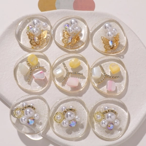 DIY Resin Flatback Charms For Jewelry Making Butterfly Artificial Pearl Rhinestone Embellishments For Hair Clips Phone Case Decor