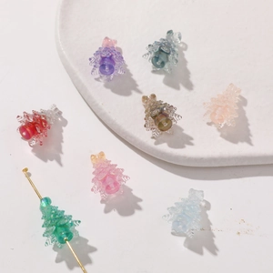 Translucent colorful resin Christmas tree beads for DIY jewelry and earring making
