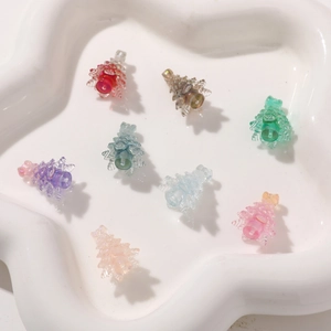 Colorful translucent resin Christmas tree beads for DIY jewelry and festive crafts