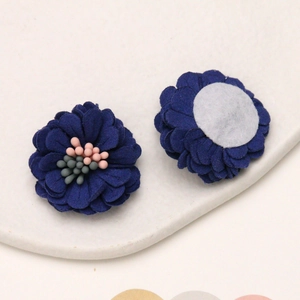 Detailed view of 3cm navy blue microfiber daisy flower with multi-layer petals for DIY craft