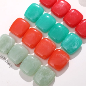 Minimalist square resin beads with marble texture and polished finish for DIY jewelry