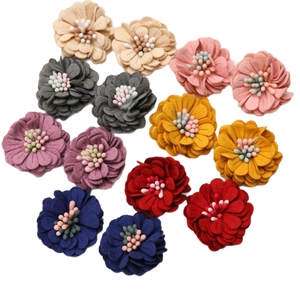 Set of 3cm colorful microfiber daisy flower appliques for DIY hair clips and headwear