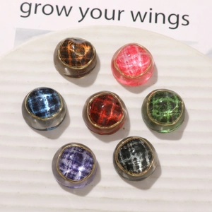 Irregular resin cabochon accessories with gold metal rim in seven assorted colors