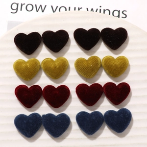 Bottoni in Tessuto di Velluto a Forma di Cuore Fai da Te Materiali per Gioielli Fatti a Mano Orecchini Decorazioni per Cover del Telefono Mini Cuori Floccati