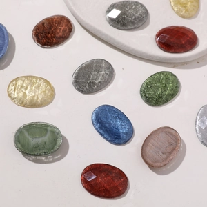 Cabochons ovales en résine facettée avec effet sable scintillant pour bijoux DIY et pinces