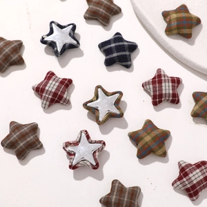 Japanese retro plaid star fabric buttons and patches for DIY jewelry accessories