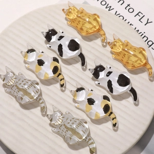 Conjunto de dijes de resina de gatos para manualidades con patrones atigrados