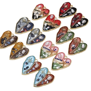 Pendenti a cuore in lega colorata con perle e conchiglie per gioielli fai-da-te e collane