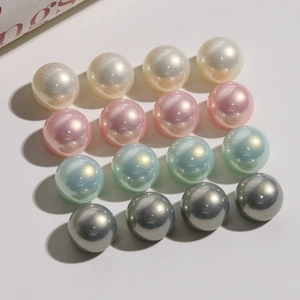Close-up of 12mm iridescent mermaid gradient faux pearls for DIY jewelry making