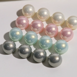 Detailed view of 12mm iridescent gradient faux pearl beads for DIY jewelry making