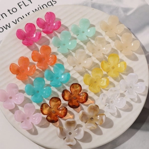 Colorful acrylic five-petal flower beads for DIY hair accessories and jewelry making