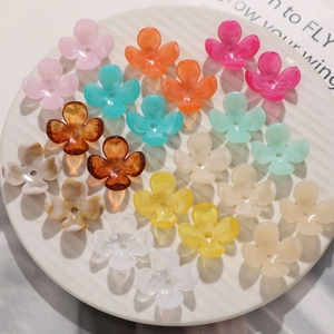 Handmade acrylic four-petal flower charms in various colors for DIY jewelry making
