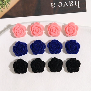 Vintage Beflockung Rose Charms Harz Kamelie Blume DIY Schmuckherstellung Zubehör Für Ohrring Haarnadel Handgemacht Bastelbedarf