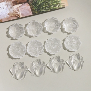 Macro set of 12 matte white resin flower charms for DIY jewelry and phone case crafts
