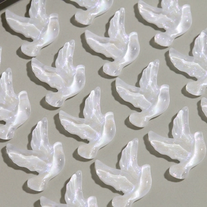 Cabochons pigeon en résine blanche irisée pour bijoux DIY et loisirs créatifs
