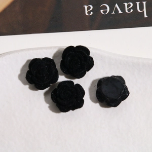 Detail von 4er Set schwarze Samtrosen Anhänger für DIY Schmuckherstellung Zubehör