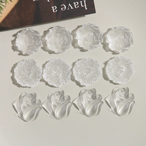 Detail view of 12pcs matte translucent resin flower charms for DIY jewelry making