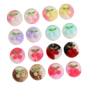 Flat round resin cherry beads in various colors for DIY jewelry and earring making