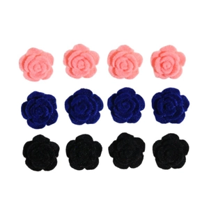 Set mit 12 Samtrosen-Anhängern in Pink Blau und Schwarz für DIY Schmuckherstellung