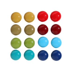 Colorful 18mm resin half-round studs set in 8 candy colors for jewelry making and crafts