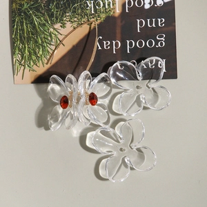 Large acrylic four-petal flower jewelry accessories with gold frames for DIY earrings