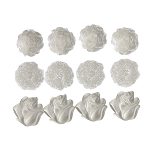 12-piece set of matte pearlescent resin tulip and rose flower charms for DIY crafts