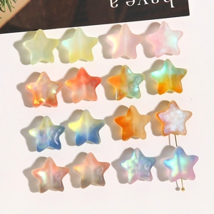 Frosted candy gradient star beads for DIY jewelry making in multi-colored resin matte finish