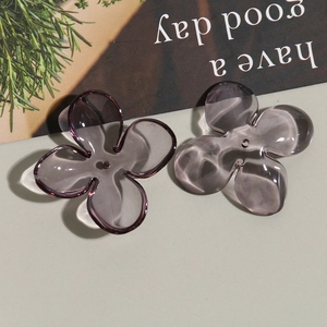 Translucent smoky purple acrylic flower charms for DIY jewelry making with central hole