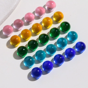 Macro view of 10mm colorful transparent resin jelly round beads for DIY jewelry making