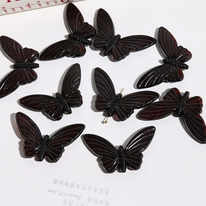 Translucent dark amber butterfly beads acrylic DIY jewelry accessories in 9 pieces set