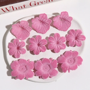 Breloques fleurs roses floquées en acrylique pour boucles d'oreilles DIY lot de 10