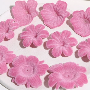 Détails de fleurs floquées roses en acrylique pour bijoux DIY et accessoires cheveux