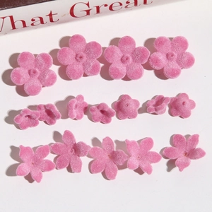 Pink flocked lily of the valley and flower charms for DIY jewelry and hair accessories