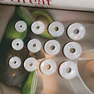 Iridescent white round shell-like charm beads in four sizes for DIY jewelry making