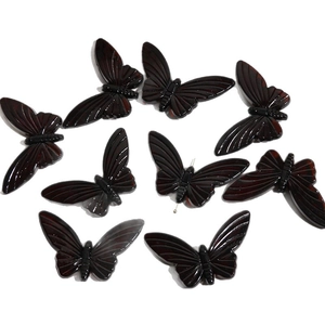 Nine dark brown translucent butterfly beads with 3D texture for DIY jewelry making