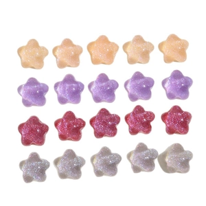 Set of 20 glitter resin star DIY earrings accessories in four vibrant pastel colors