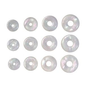 Iridescent white opal cat eye donut beads for DIY jewelry making in four different sizes