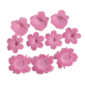 Accessoires fleurs roses floquées pour boucles d'oreilles et pinces à cheveux DIY