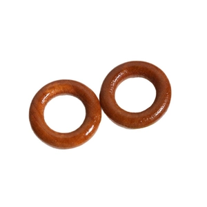Set of two polished reddish-brown round wooden geometric rings for DIY jewelry making