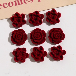 Ciondoli a Forma di Rosa in Resina Floccata Borgogna Vintage per Orecchini Fai-da-te Materiali per Copricapo Accessori per Gioielli