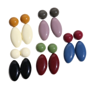 Modern resin oval earrings in various Morandi colors with minimalist geometric design