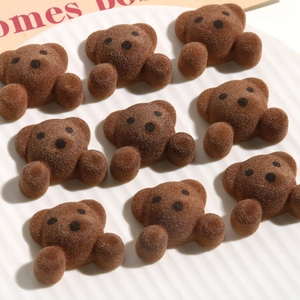 Brown flocked bear DIY resin accessories for hair accessories and phone case crafts