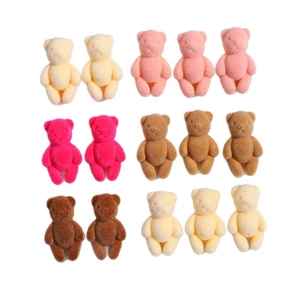 DIY colorful velvet flocked bear accessories for jewelry making and phone case decor