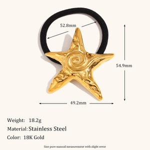 18K gold-plated stainless steel starfish hair tie with a textured spiral 3D design