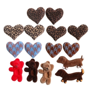 DIY flocked leopard heart bear and dachshund charms for hair accessories and phone cases