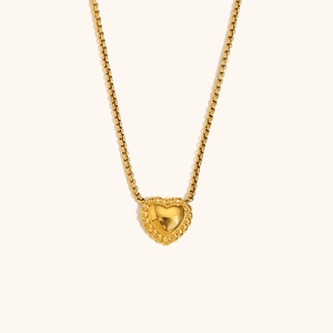 Stainless Steel 18K Gold Plated Heart Pendant Necklace And Stud Earrings Twist Border Vintage INS Women Fashion Jewelry